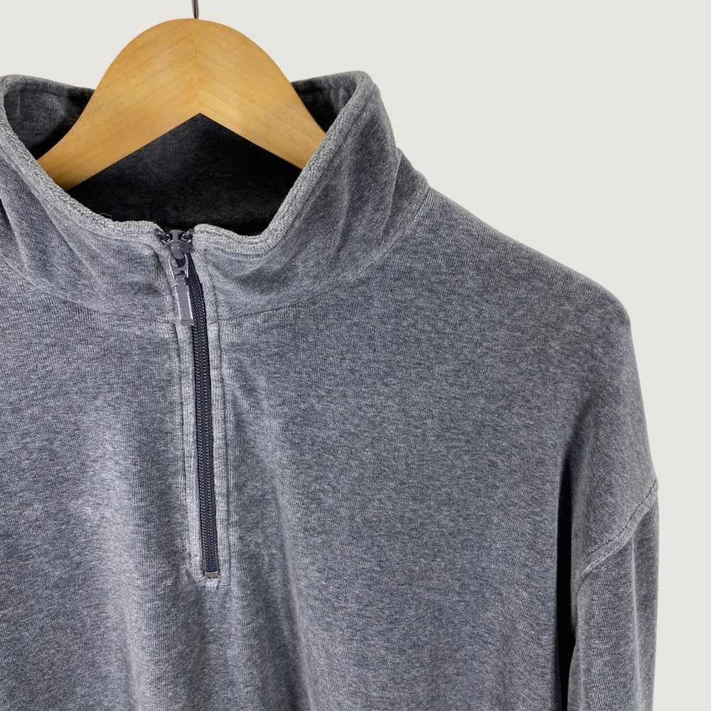 Polo Ralph Lauren Quarter Zip Pullover Mens XL Grey Excellent Velour Sleepwear